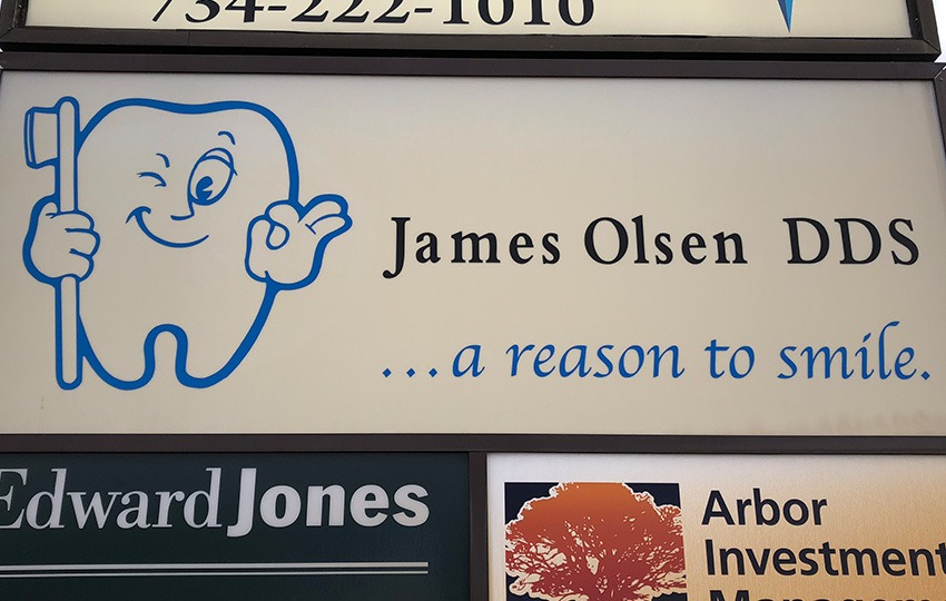 Outside sign for James Olsen DDS in Ann Arbor